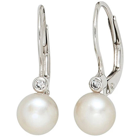 Colfem Ohrhänger 925 Silber, Perle, Zirkonia, Unisex - Bild 1