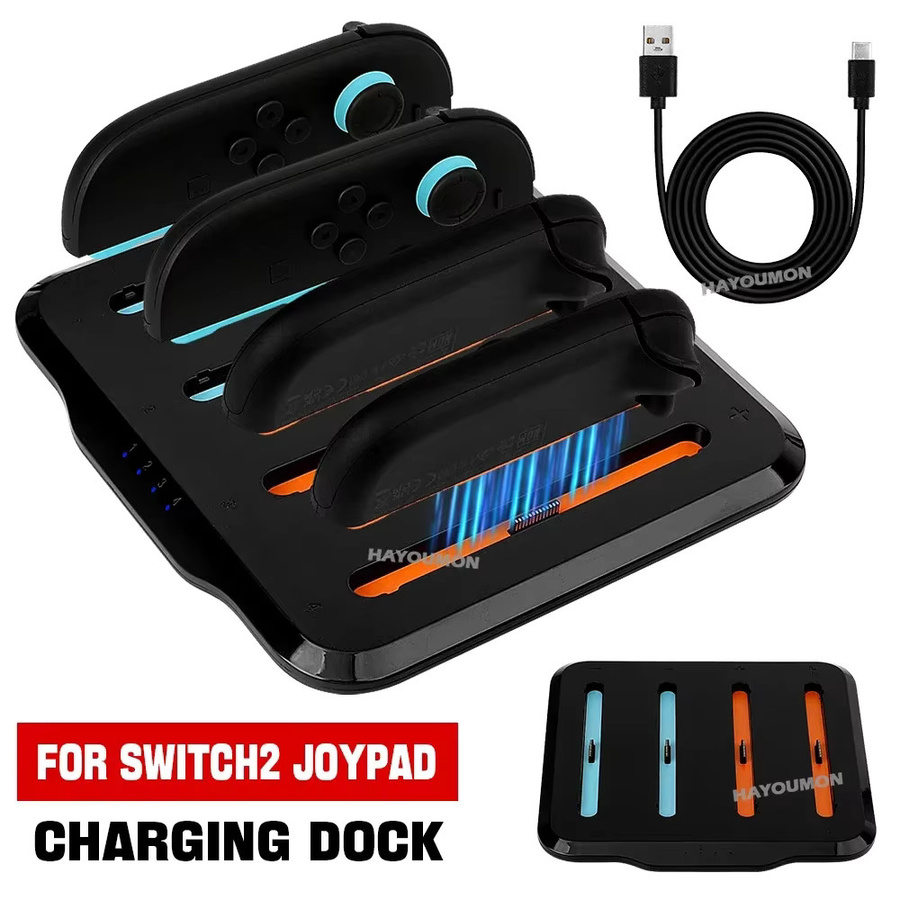 Ispoofer Ladestation für Nintendo Switch 2 Joypad mit Ladekabel in Schwarz - Bild 2