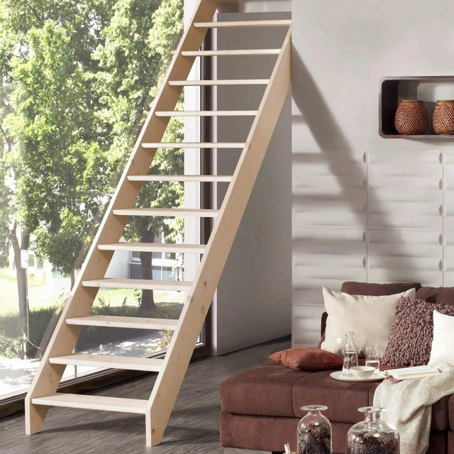 Treppen Intercon Casablanca Holztreppe aus Fichte Massiv Naturbelassen Gerade Breite: 60 cm - Bild 1