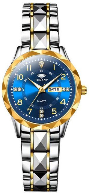 Global Finds Armbanduhr, Quarz, Edelstahl, Blau, Damen - Bild 1