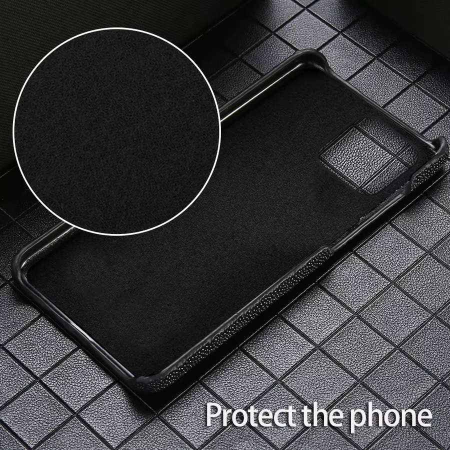 Greenstraw Handyhülle aus echtem Stingray Leder für iPhone 16 15 Pro Max 14 Plus 13 in Schwarz oder Blau - Bild 2