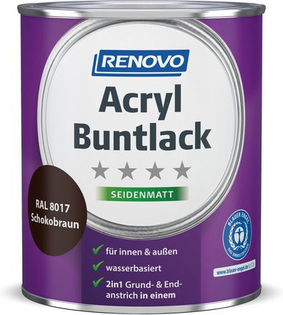 RENOVO Acryl-Buntlack für Holz, Schokobraun, seidenmatt, 0,75 l - Bild 1