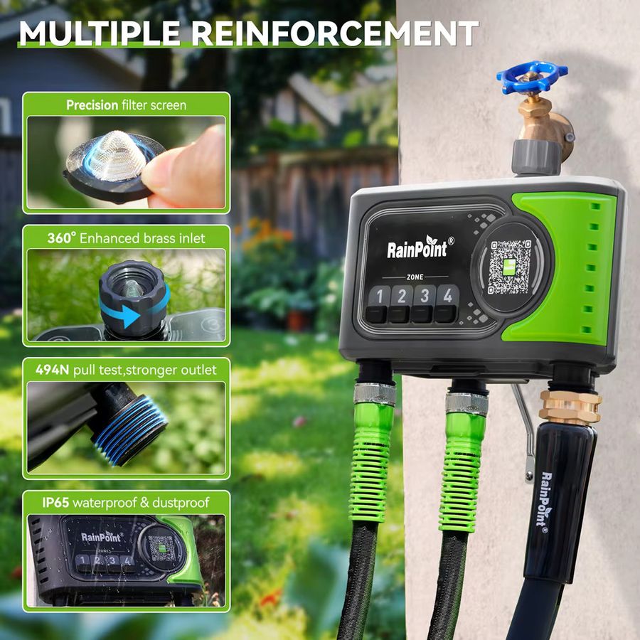 BaLDR WiFi-Wassertimer mit 4 Zonen für automatisches Bewässerungssystem, App-gesteuerter Bewässerungscomputer mit Regenverzögerung und manueller Funktion für Garten und Rasen - Bild 3