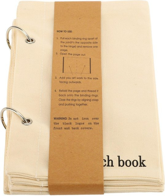 TOMTOP JMS Skizzenbuch aus Leinen in Beige, faltbares Reisetagebuch und Notizbuch für Erwachsene - Bild 1