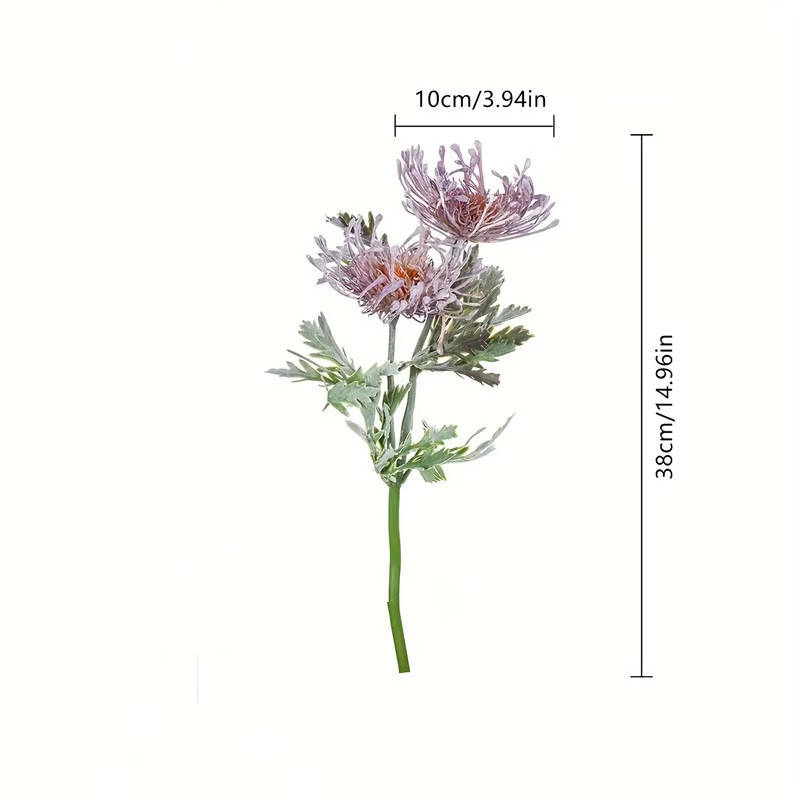 HUAYUXIANG Künstliche Chrysanthemen in Weiß mit 2 Köpfen für deine Heim- und Hochzeitsdekoration - Bild 2
