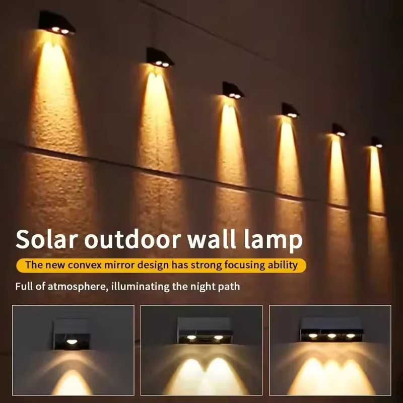TLEDMP Solarbetriebene Garten-Wandleuchte in Schwarz mit warmweißem Licht für Terrasse, Balkon und Zaun - Bild 3
