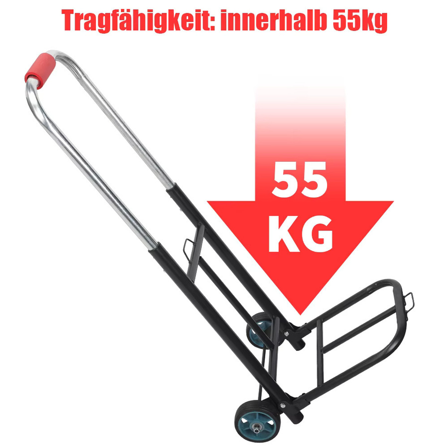 Klappbarer Handwagen LONENESSL als ausziehbarer Handkarren und Einkaufstrolley mit Bündelseilen in Schwarz - Bild 3