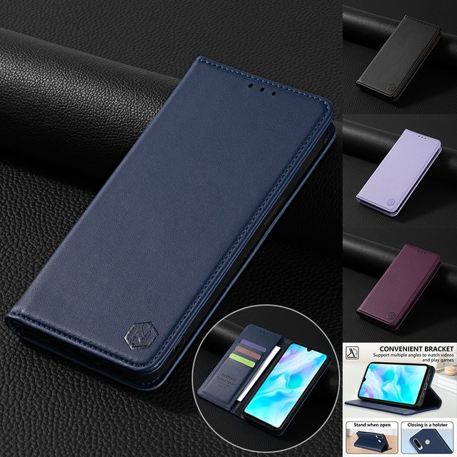 Magnetische Leder-Brieftasche mit Kartensteckplätzen für Huawei P20 Pro P30 P40 Lite P Smart 2019 und Honor 10 Lite 20i in Pink und Blau - Bild 1