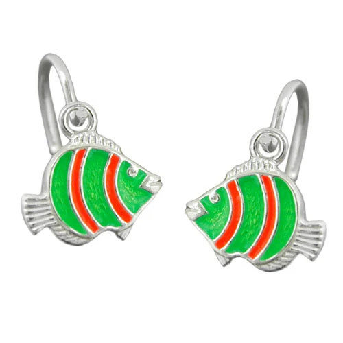 SIGO Ohrringe Brisur Clownfisch, grün orange, 925, Unisex - Bild 1