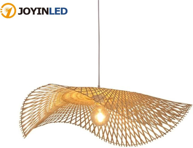 JOYINLED Bambus-Pendelleuchte aus Holz in Braun, handgefertigte dimmbare Deckenleuchte für das Esszimmer im Landhausstil - Bild 1