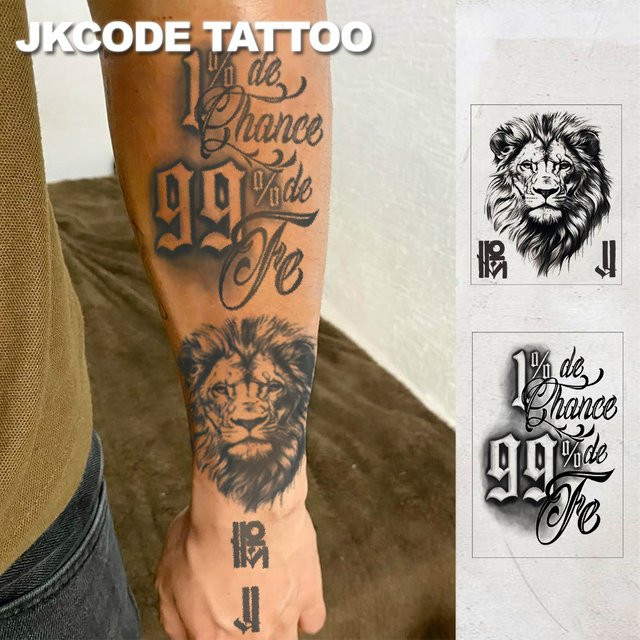 JKCODE TATTOO 2-teiliges Set temporäre Tattoo-Aufkleber, Löwenmuster - Bild 1