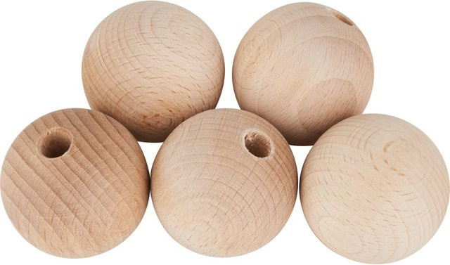 VBS Holzkugeln aus Buchenholz halbgebohrt, Farbe: Beige, Durchmesser: 4 cm, 5 Stück - Bild 1