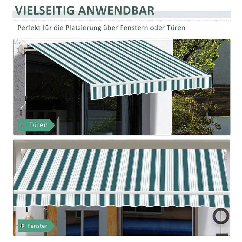 Outsunny Gelenkmarkise mit Handkurbel in Weiß, B/L: 245 x 395 cm - Bild 2