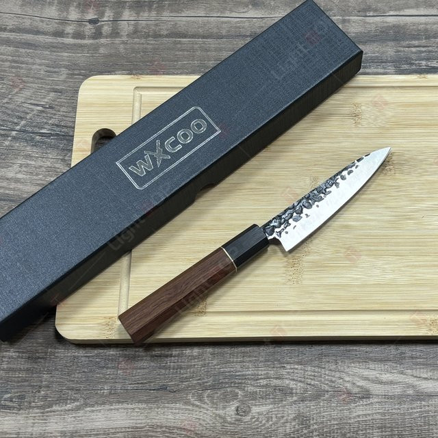 WXCOO Japanisches Obstmesser aus handgeschmiedetem Edelstahl mit Holzgriff und Schutzhülle in Silber - Bild 1