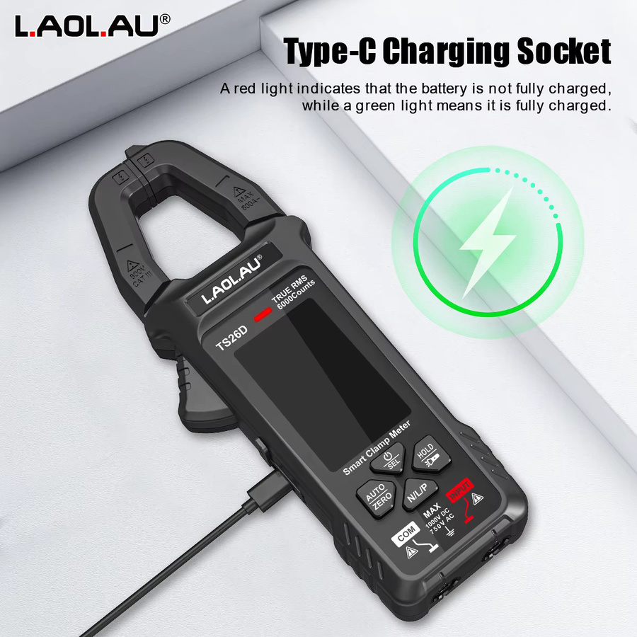 LAOLAU Digitales Zangenmultimeter TS26A TS26D mit Farbbildschirm, Phasenfolge und automatischer Reichweite für AC/DC-Strom - Bild 3