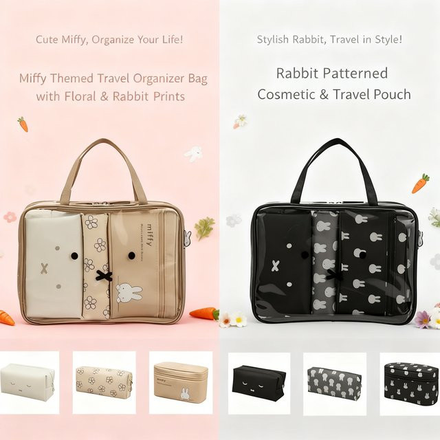 Miffy Kosmetiktasche, 4er-Set, Cartoon Design - Bild 1