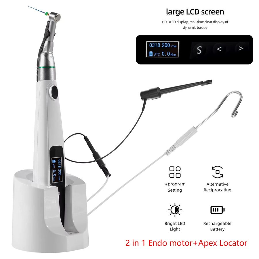 YABANGBANG 2-in-1 Endomotor mit integriertem Apex-Locator für die endodontische Wurzelkanalbehandlung, kabellos, Weiß - Bild 2