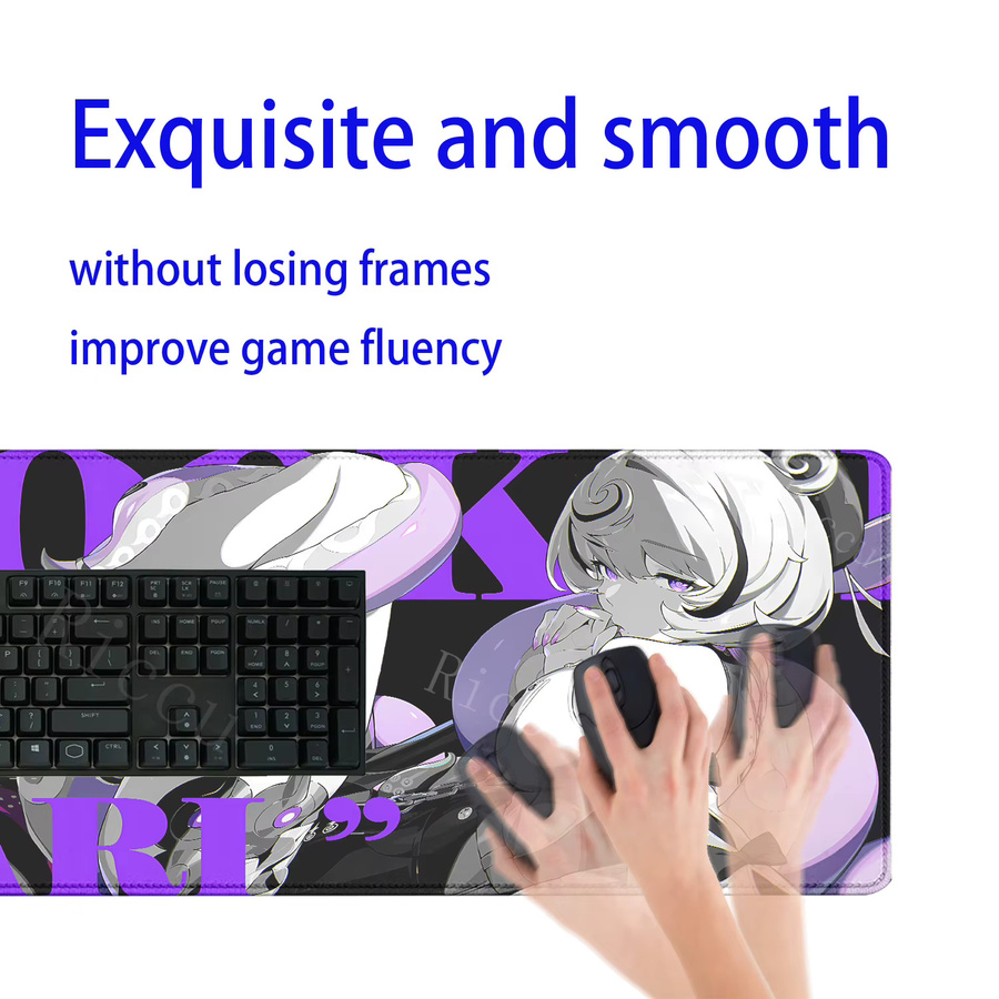 Zenless Zone Zero ZZZ Anime Mousepad Riccu Schwarz-Weiß Große Gaming-Schreibtischunterlage mit HD-Druck - Bild 3