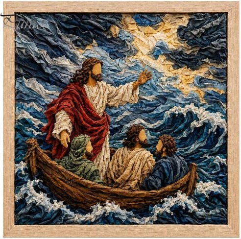 Stoff-Poke-Art-Set 3D Christian, Bastelset, Grau, für Erwachsene - Bild 1
