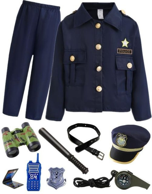 Justice Hero Polizei Officer Kostüm Set, Jacke, Hose, Mütze & Zubehör, ab 3 Jahren - Bild 1
