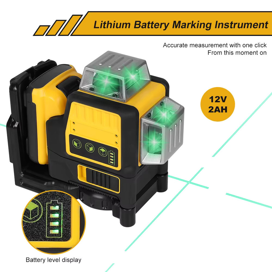 Podofo Grünes Laser-Nivelliergerät für Dewalt mit 12 Linien, 360 Grad vertikal und horizontal, selbstnivellierend, IP65 staubdicht und wasserdicht - Bild 4