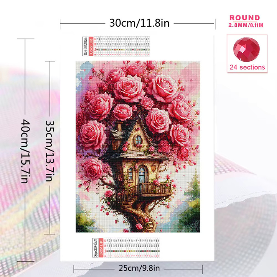 Evershine Diamant Stickerei Set Rose mit quadratischen Steinen in Multicolour, B/H: 30 x 20 cm - Bild 2