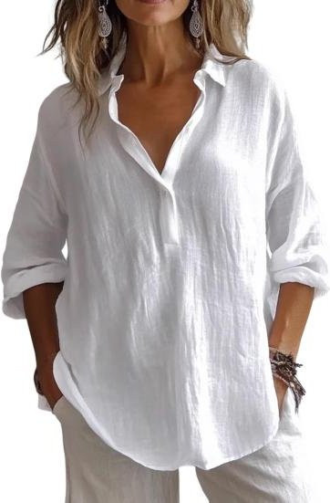 Tengyin Damen-Shirt, weiß, lockere Passform - Bild 1