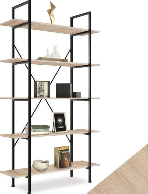 tectake Regal Glasgow Industrial Style in Braun und Beige mit 5 Ebenen und Kippschutz, B/T/H: 106 x 34,5 x 179,5 cm - Bild 1