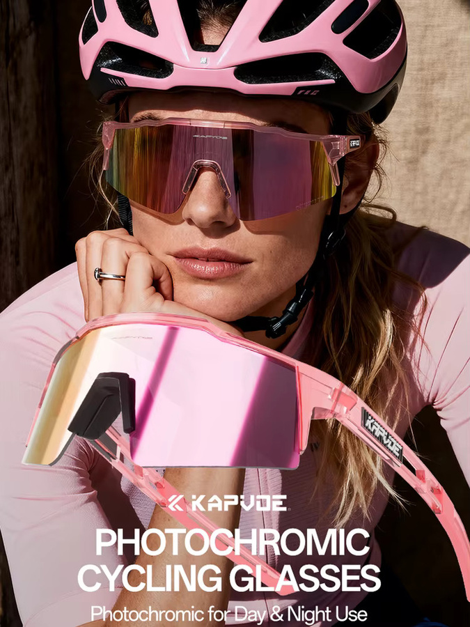 Kapvoe Sportsonnenbrille, Vollrand, pink, Kunststoff, Damen - Bild 4