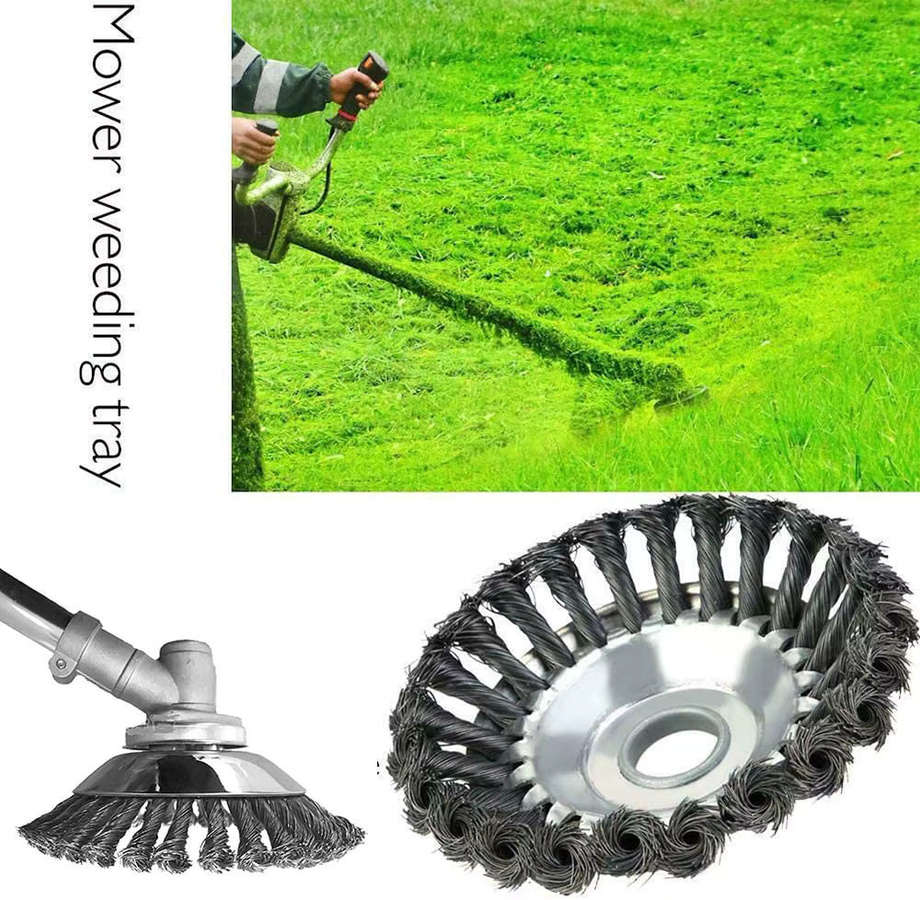 8 Zoll Stahldraht-Unkrautbürstenrad für Rasentrimmer und Freischneider in Silber mit 25,4 mm Bohrung zur Unkrautbekämpfung und Rostentfernung - Bild 3