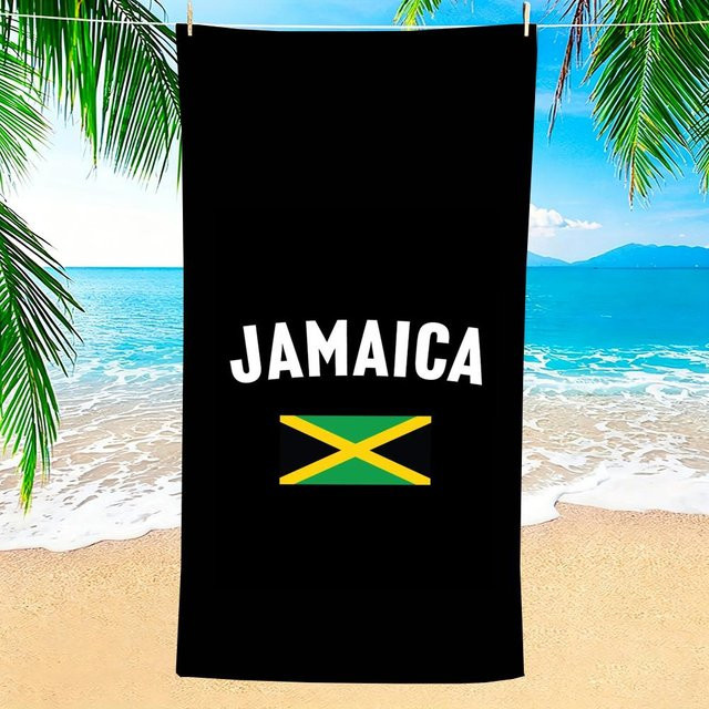 J-Jamaika Flagge Strandhandtuch aus Mikrofaser, schnelltrocknend und sandfrei, Multicolor, B/H: 60 x 35 cm - Bild 1