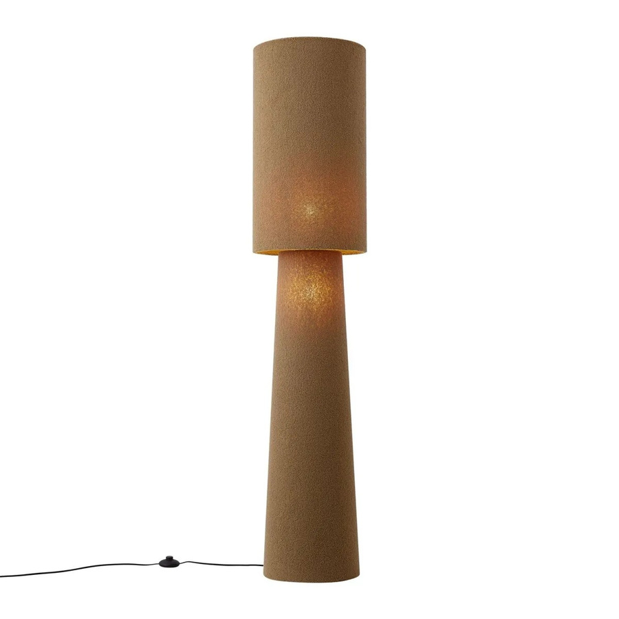 QAZQA Japandi Stehleuchte mit 2 Lampen aus braunem Teddy-Stoff für deine Leseecke - Bild 2