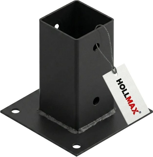 HOLLMAX Pfostenträger Aufschraubhülse für Vierkantpfosten, Schwarz, 71 mm - Bild 1