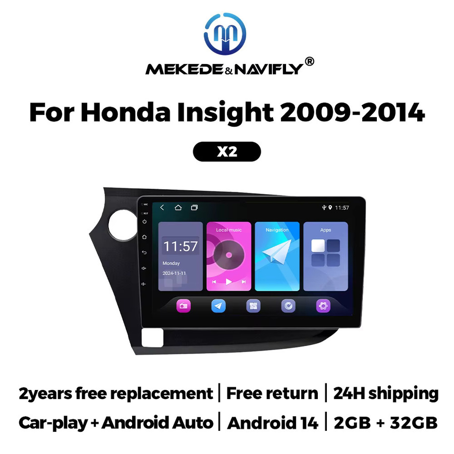 NAVIFANS Android 14 Autoradio mit 9 Zoll QLED Display für Honda Insight 2 2009-2014, Wireless CarPlay, GPS-Navigation und Bluetooth, Schwarz - Bild 2