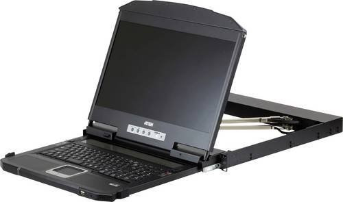 ATEN CL3800NW KVM-Konsole 1U mit 47 cm (18.5 Zoll) Full HD Display, HDMI, DVI, VGA und USB, Tastaturlayout QWERTZ, Schwarz - Bild 1