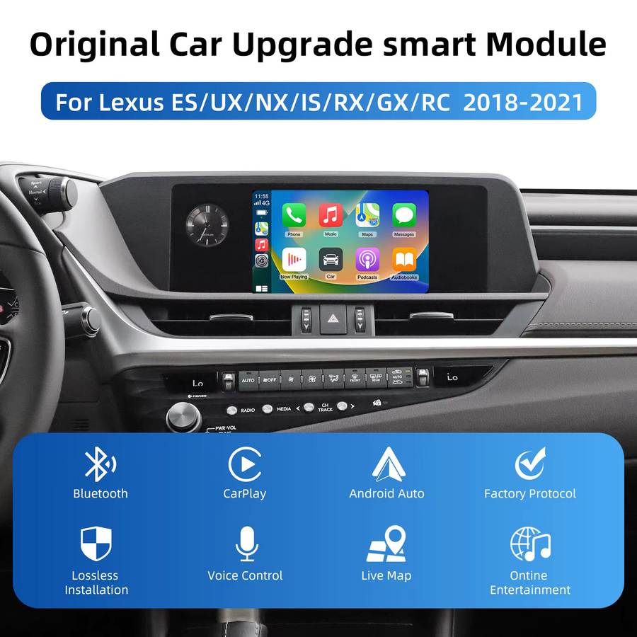 LEXXSON Drahtlose CarPlay und Android Auto Retrofit Kit Decoder Box für Lexus ES, UX, NX, IS, RX, GX, RC (Modelle 2018-2021), Farbe: Silber - Bild 3
