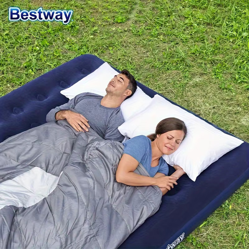 Bestway Luftmatratze mit Soft-Top und beflockter Microfaser Oberfläche für Indoor und Outdoor, Blau, B: 400 cm - Bild 2