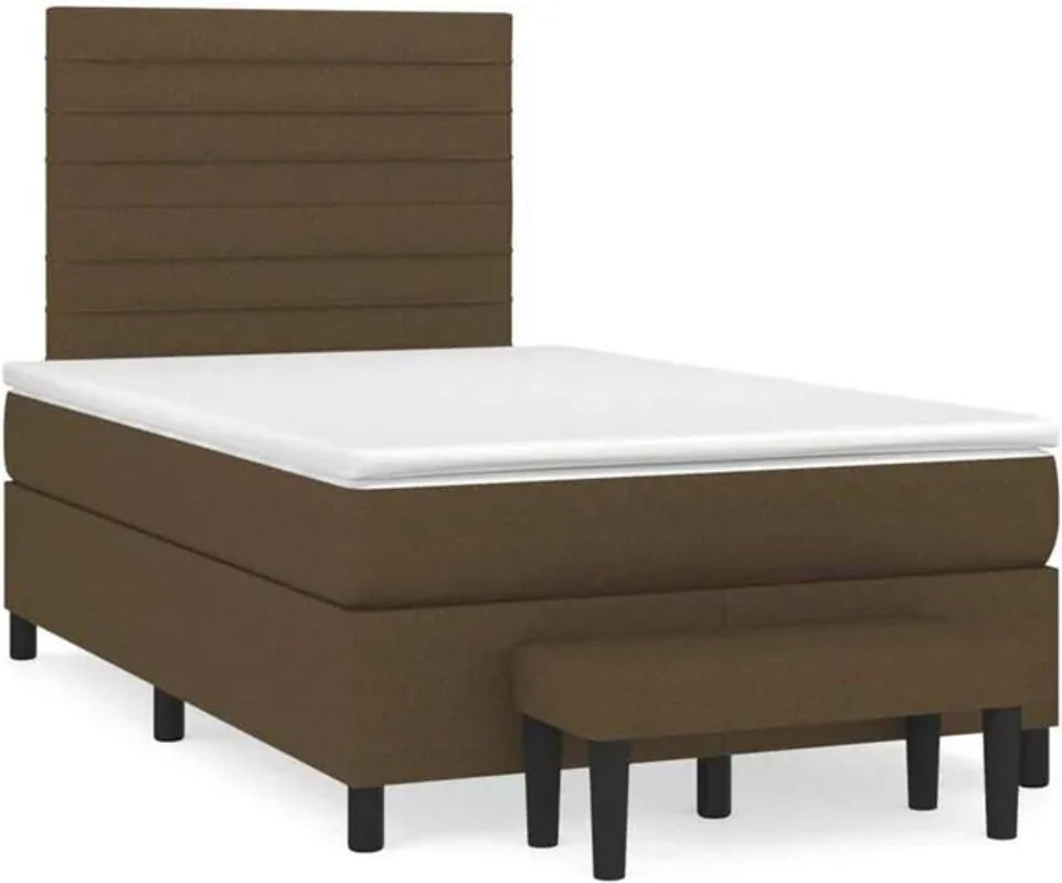 Vidaxl Boxspringbett mit Matratze aus Stoff in Braun, Modernes Polsterbett, B/T/H: 190 x 120 x 118 cm - Bild 1
