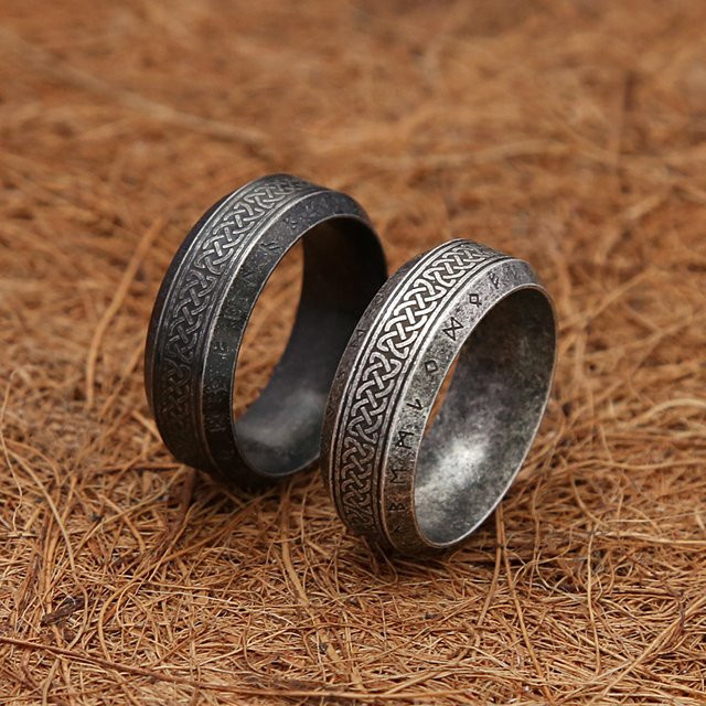 NORTHMAN Ring, Edelstahl, Vintage, Silber, Unisex - Bild 1