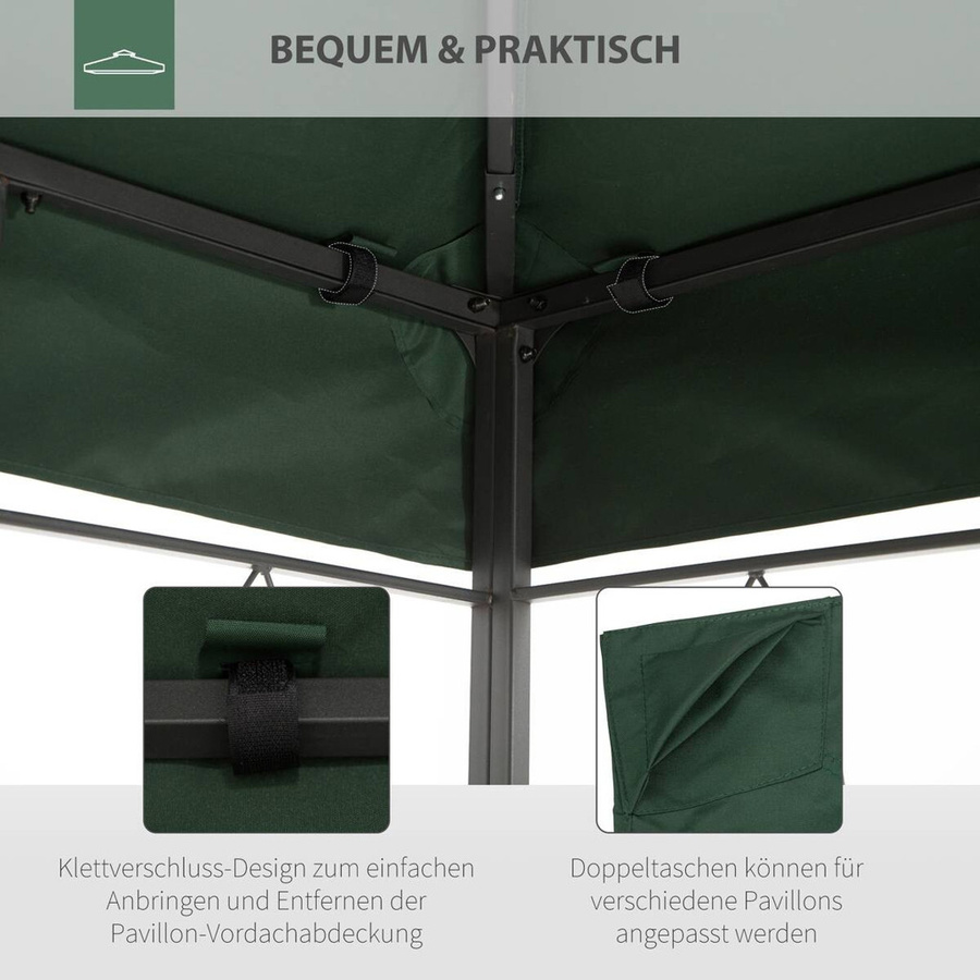 Outsunny Ersatzdach für Pavillon aus Polyester in Grün - Bild 4