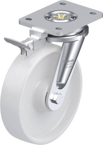 Blickle LO-PO 200K-RI4 Lenkrolle mit Feststeller in Weiß und Stahl, Rad-Durchmesser: 200 mm, Tragfähigkeit: 600 kg - Bild 1