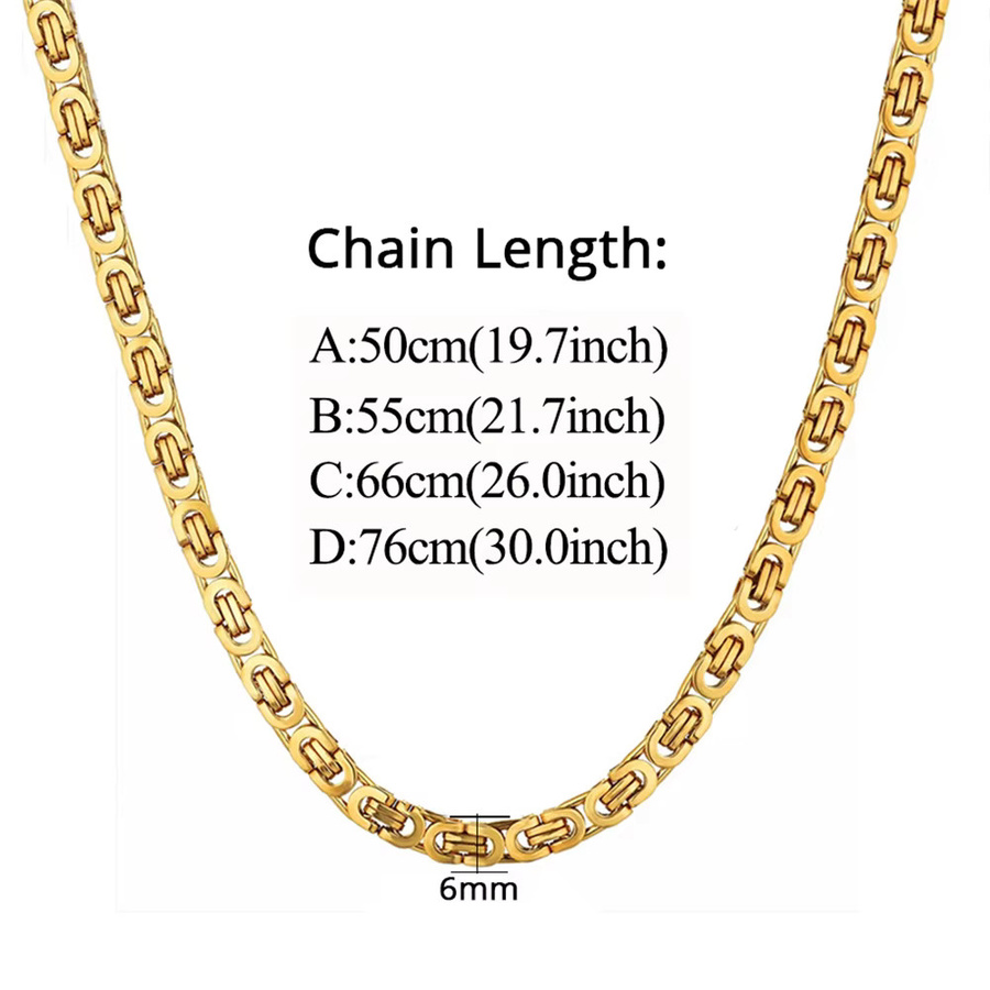 Halskette Byzantinische Link, Edelstahl, Gold, 6mm, Unisex, Vintage - Bild 3