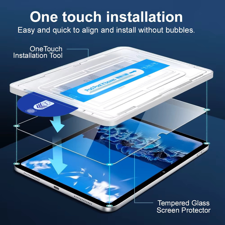 HD Displayschutzfolie aus gehärtetem Glas für Samsung Galaxy Tab S10 FE, S9 FE, S8, S7 FE, S6 Lite, A9 Plus und A8, transparent - Bild 2