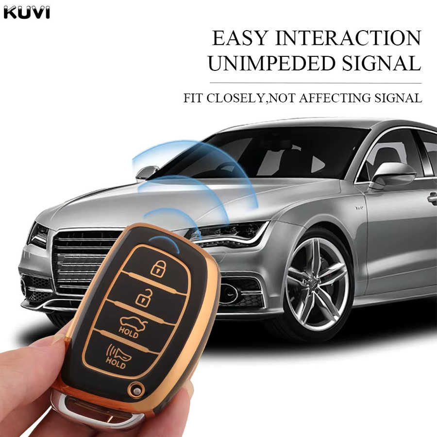 Kuvi TPU Smart Key Case Cover für Hyundai Ix35 Ix45 I10 I30 I40 Tucson Santa Fe Rena Sonata Elantra Creta Keyless Entry Fob mit 4 Tasten - Bild 5