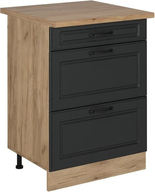 Vicco R-Line Küchenunterschrank Schubladenschrank in Beton-Optik und Eiche, Breite: 60 cm - Bild 1
