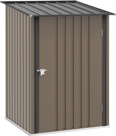 Outsunny Gerätehaus aus Stahl in Braun, abschließbarer Gartenschuppen mit Pultdach, B/T/H: 100 x 103 x 160 cm