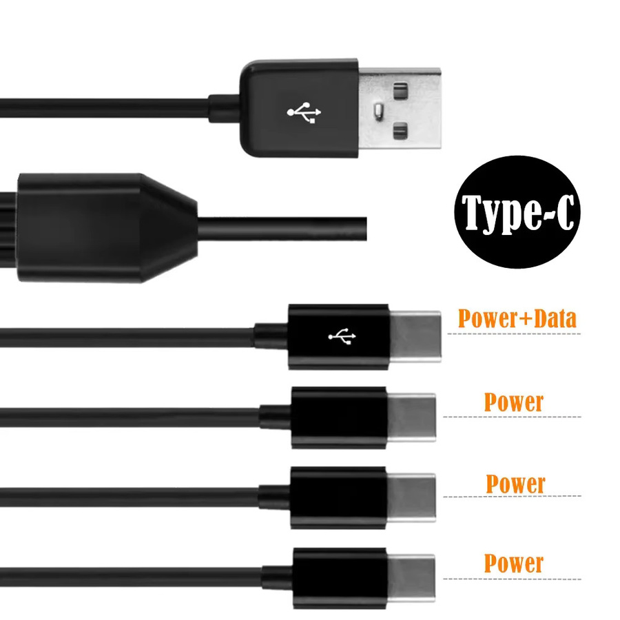 UXG USB-C Y-Splitter Ladekabel mit 2 bis 6 Ports für schnelles Laden von Smartphone und Tablet, Schwarz - Bild 2