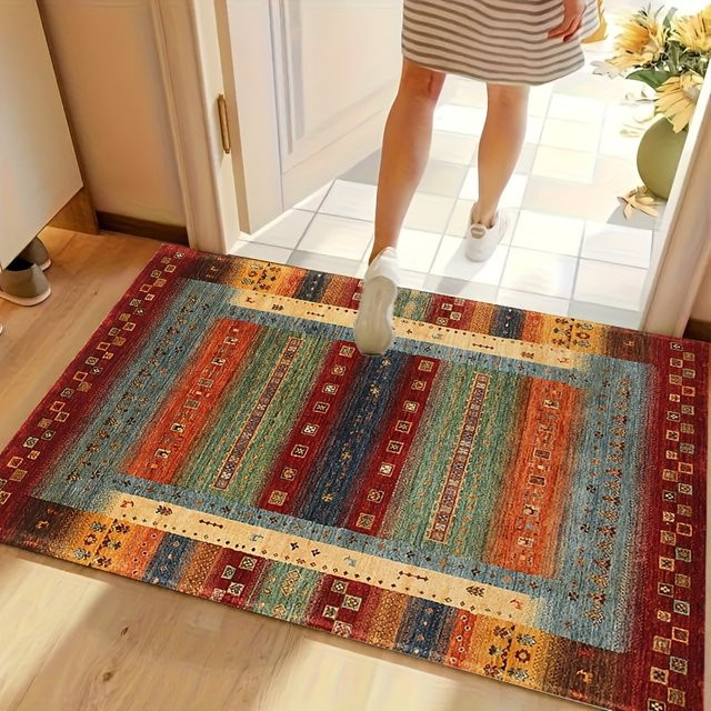 VIKAMA Fußmatte im Boho-Stil mit ethnischem Muster, maschinenwaschbar, Mehrfarbig, B/T: 60 x 40 cm - Bild 1