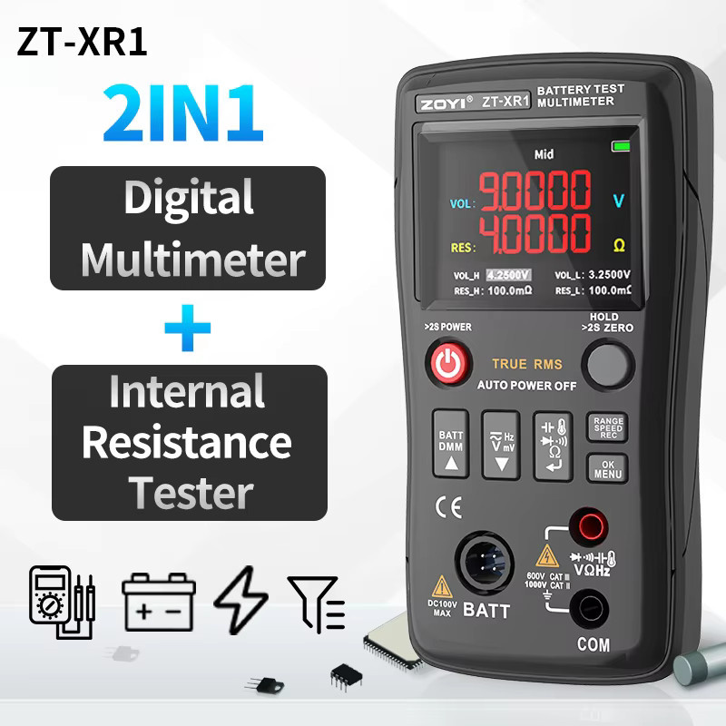 ZOYI ZTXR1 Hochpräzises Lithium-Batterie-Innenwiderstandsmessgerät und Multifunktions-Multimeter für 18650 Batterien in Schwarz - Bild 3