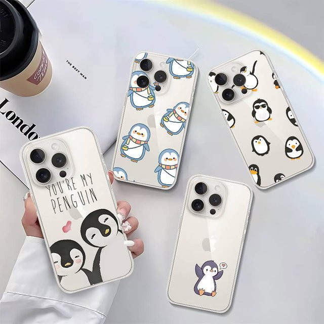 Mesuca Pinguin Smartphone Schutzhülle transparent für iPhone 11 bis iPhone 17 Pro Max und Mini - Bild 1